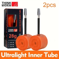 ThinkRider 2PCS Ultralight 28g Bike Inner Tube 700X18 25 28 Road Bicycle TPU Material Tire 65mm Length French Valve