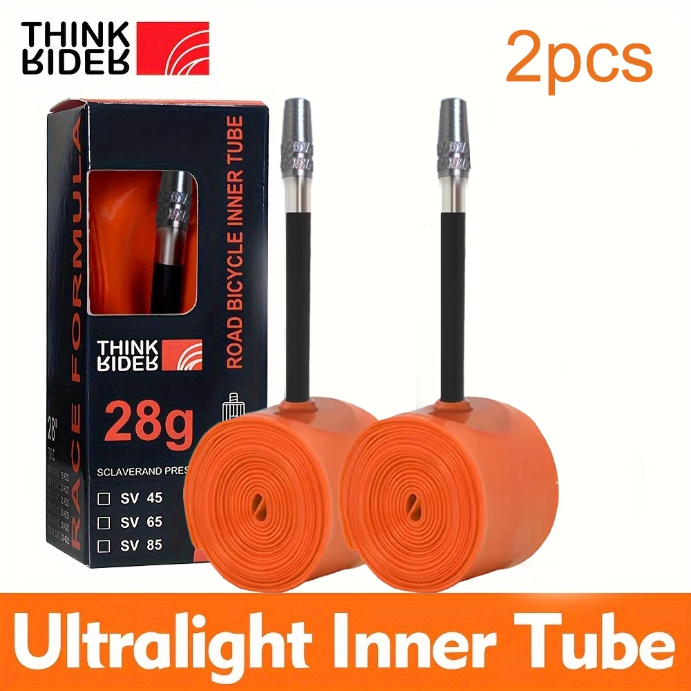 ThinkRider 2PCS Ultralight 28g Bike Inner Tube 700X18 25 28 Road Bicycle TPU Material Tire 65mm Length French Valve