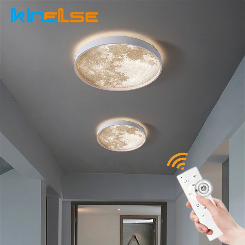 

Modern Moon LED Ceiling Lamp Round Dimmable Lustre 28/48W Home Chandelier Living Room Bedroom Indoor Decor Ceiling Light Fixture