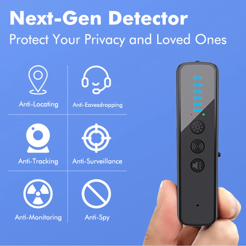 Latest High Sensitivity Anti Spy Detector Hidden Camera Finder RF Signal Magnetic GPS Tracker Detector for Car Hotel Travel Home