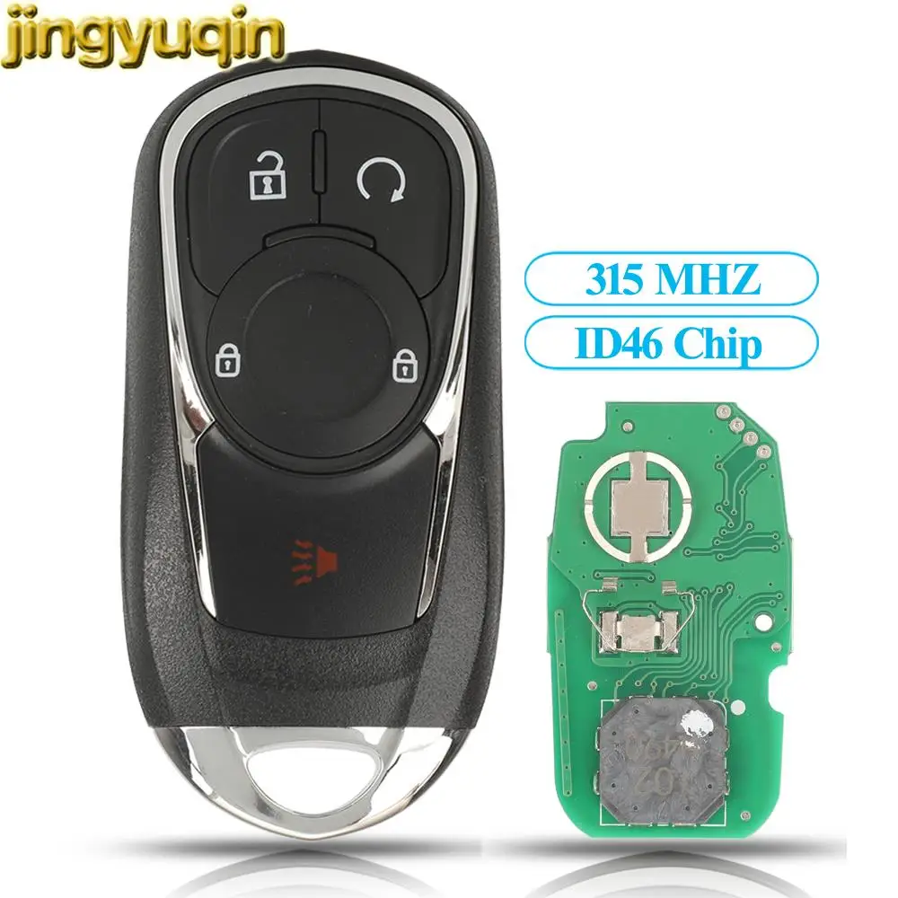

Jingyuqin 4Buttons Start Smart Keyless Entry Fob 315MHZ ID46 Chip For Buick ENVISION Remote Car Key Replacement