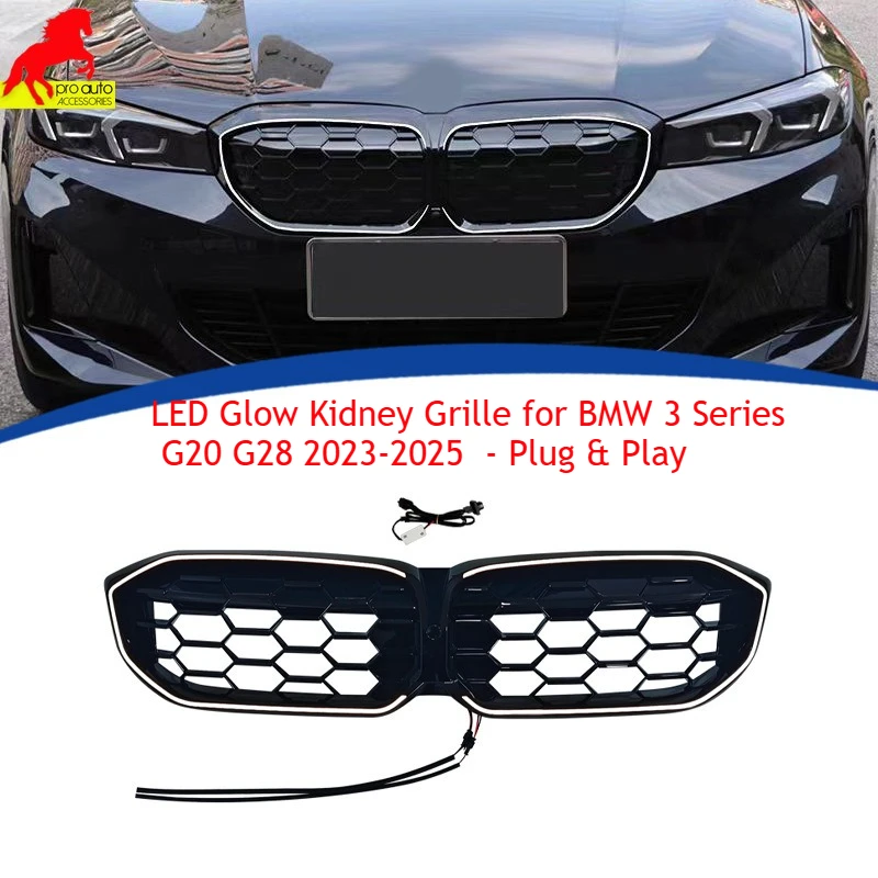

Front Bumper Grille for 2023-2025 BMW 3 Series G20 LED Illuminated Grill Meteor Style Glow Kidney Racing Grills Car Accessories