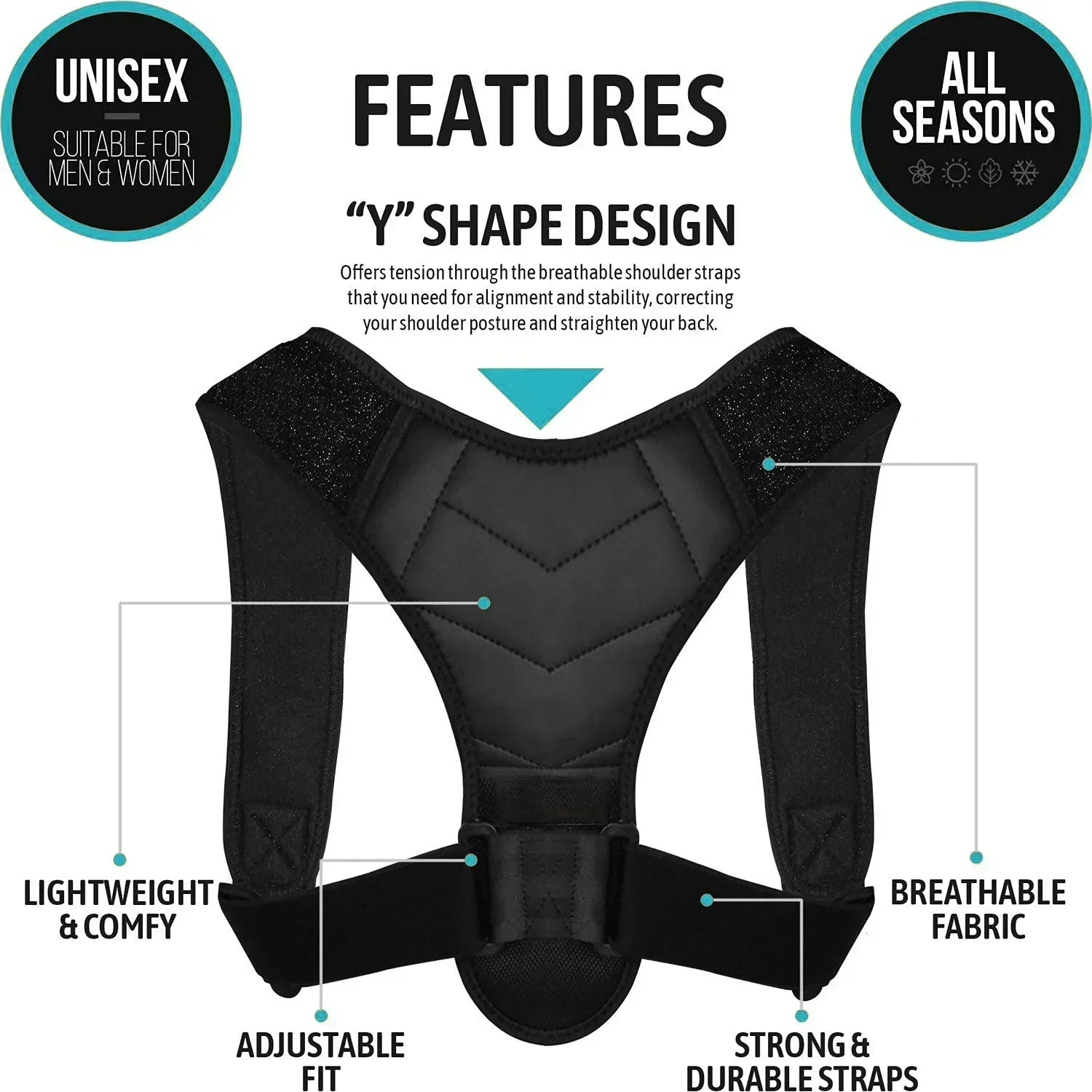 Back Brace Posture Corrector For Women and Men  Adjustable Upper Back Brace and Shoulder Breathable Corrective Belt