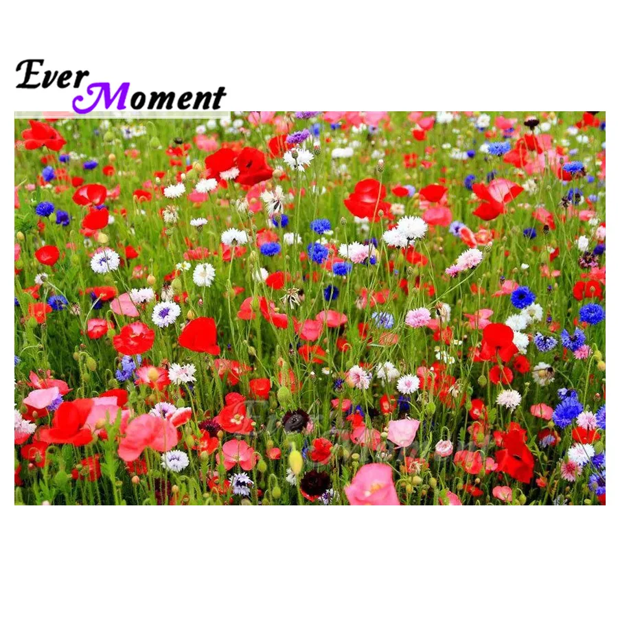 

Red Blue Flower 5D DIY Full Square Drill Ever Moment Diamond Painting Mosaic Diamond Embroidery Cross Stitch Decoration ASF1996