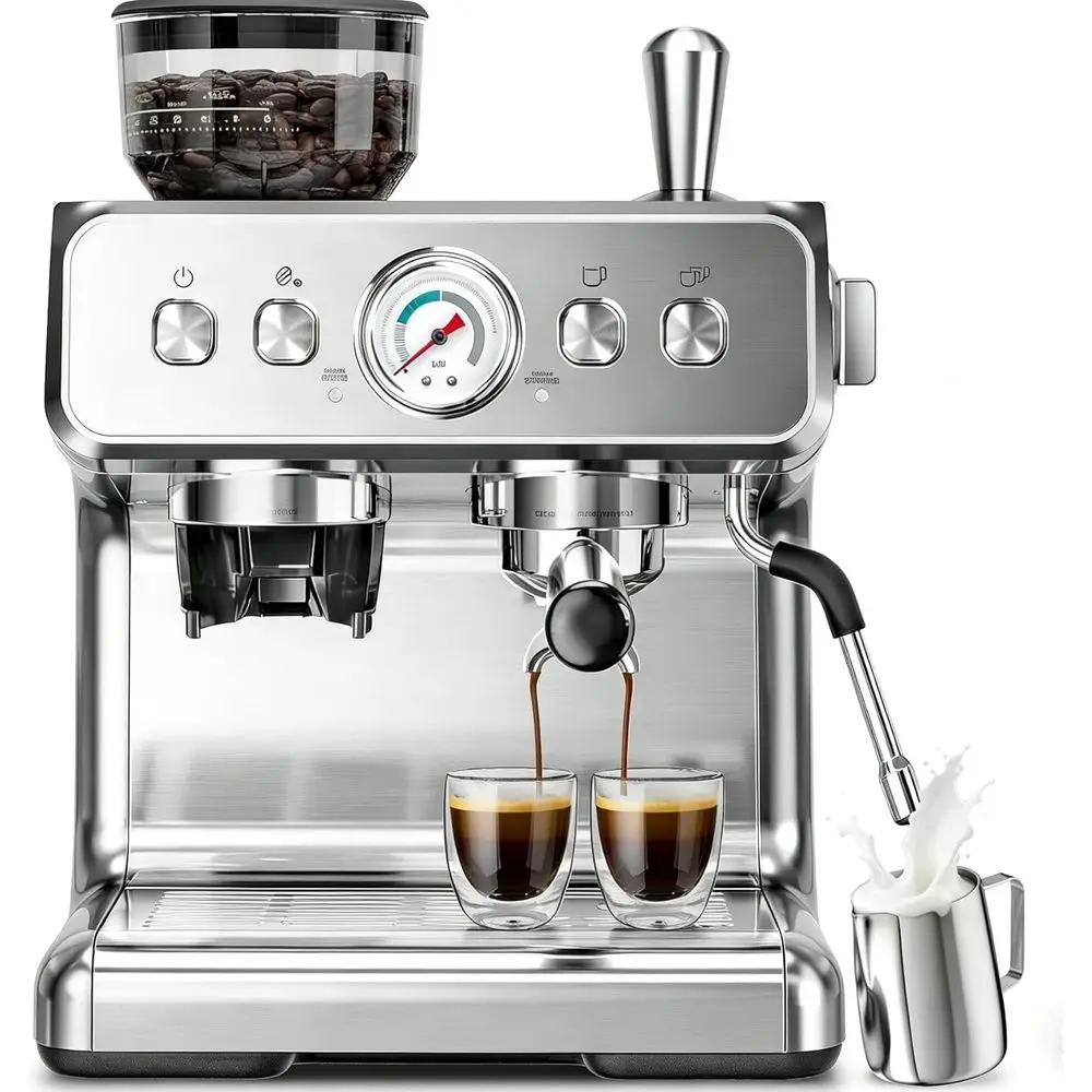 

hine with Grinder, 20 Bar Expro Coee hines with Milk rother, 58mm Expro hines or Home, Perect or puccino & Latte, Silver(2026 Up