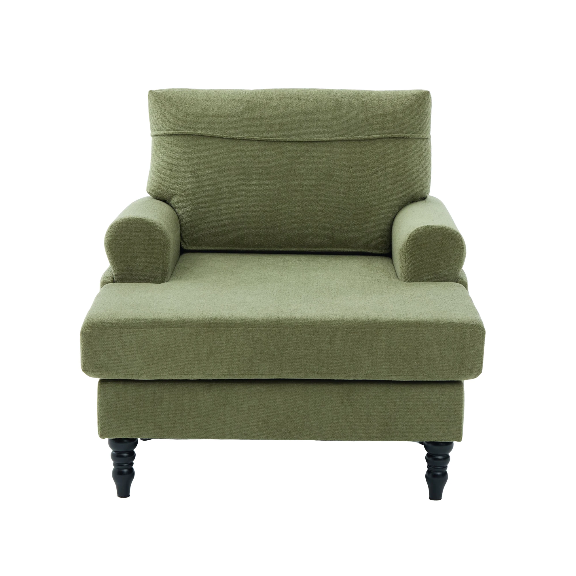 Moderner minimalistischer Samt-Loungesessel, Schlafzimmer-Einzelsofa mit Holzbeinen, bequemer Rückenlehne und Armlehnen – Detail 23