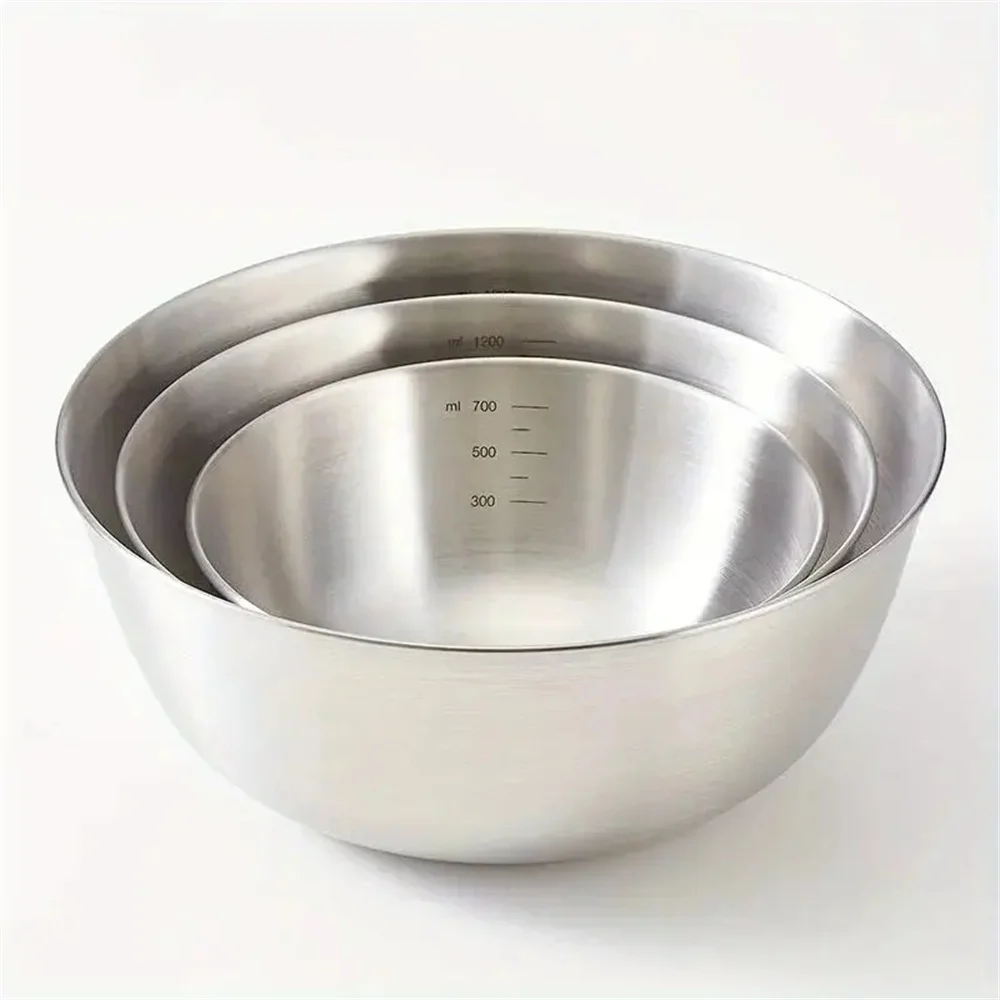 Stainless Steel Mixing Bowl Set , with Measurement Markings, for Cooking, Baking & Food Storage 6