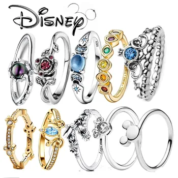 2024 nowy Disney Mickey Minnie Princess Cinderella Carriage Ring nadaje się dla pań wykwintny urok wysokiej jakości biżuteria pierścionek