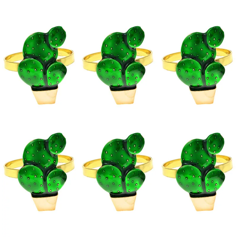 

12pcs/lot New Napkin Ring Summer Green Cactus Napkin Buckle Bonsai Alloy Napkin Ring napkin rings for weddings