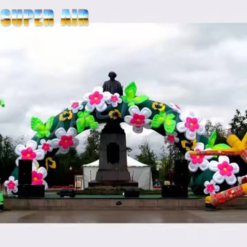 Arco gonfiabile per fiori all'aperto dal design straordinario con ventilatore d'aria per la festa di nozze