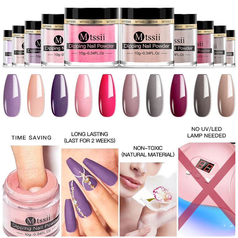 10g Dipping Powder Set Nude Nail Glitter Dipping System Nail Kit For Nail Art Decorations Manicure Natural Dry Without Lamp Cure