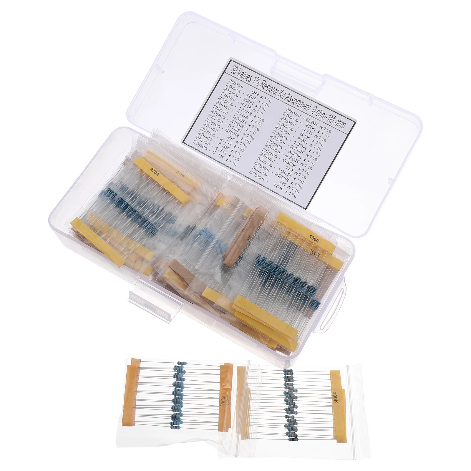 

850pcs Resistor Pack Metal Film Resistors 1% Accuracy DIY Electronic Projects Parts Assortment Kit Teaching Supplies