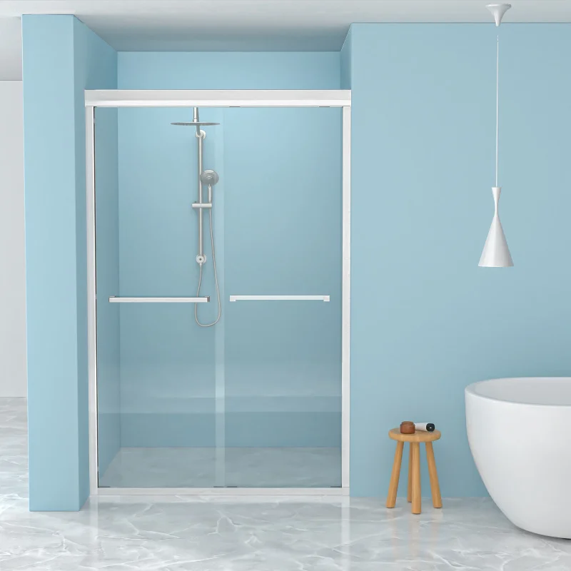 

Alixeperss Store Shower Door 48" W x 76"H Semi-Frameless Bypass Sliding Shower Enclosure, 3/8 in. (8mm), Chrome