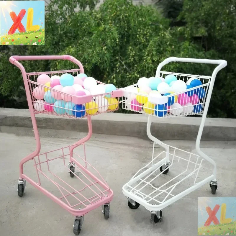 

Supermarket double shopping cart KTV home cart Internet celebrity ins photo pink supermarket shopping cart