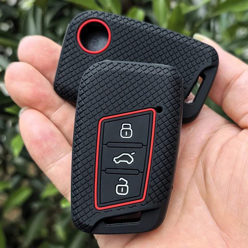 Silicone Car Key Case for VW Volkswagen Passat B8 Taos Polo Tiguan for Skoda Kodiaq Fabia Karoq Octavia Seat Ateca Key Cover