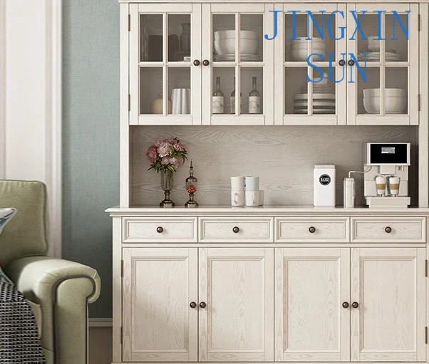 Solid wood sideboard, wine cabinet, American style rural living room, tea cabinet, large capacity storage cabinet