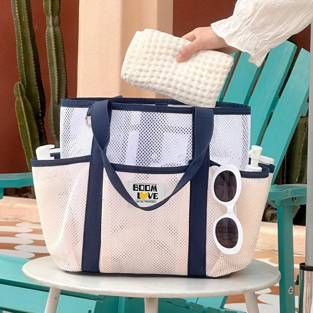 

Extra Large Beach Bag Mesh Tote Bag Ouble Layer Compartment Quick Dry Open Wide Pockets Design Multiple Breathable Top Orga Q7I1