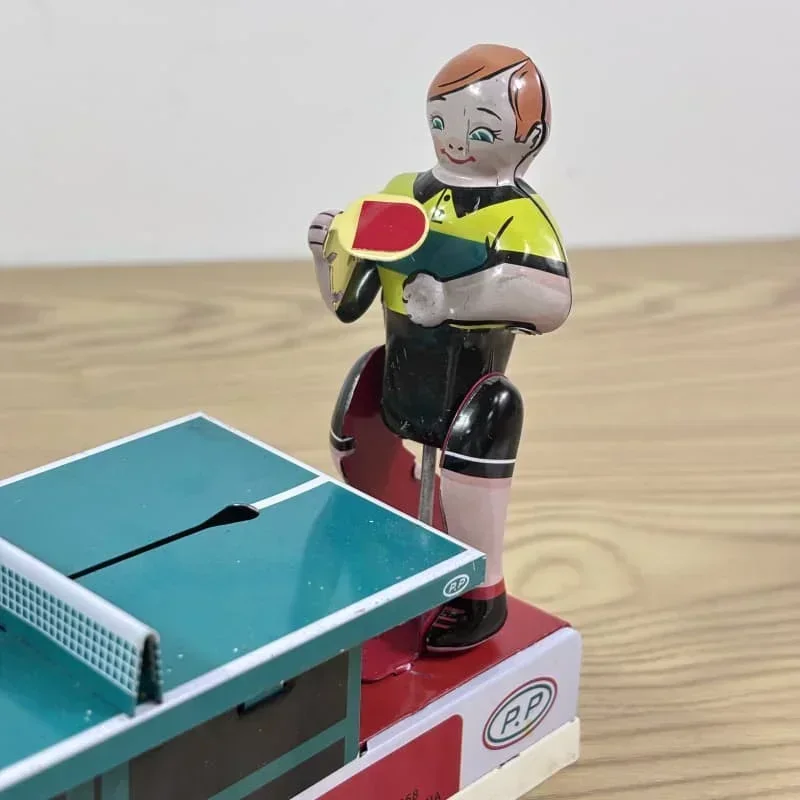 Jouet à remonter en métal, jeu d'athlètes de Ping-Pong, Collection de figurines pour adultes, modèle mécanique rétro, jouet cadeau