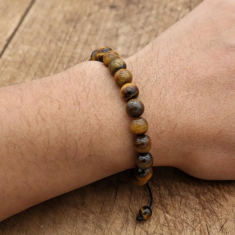 8mm Tiger Eye OM Tree of Life Bracelets for Women Men Handmade Jewelry Natural Stone Braided Yoga Charm Bracelet Gifts