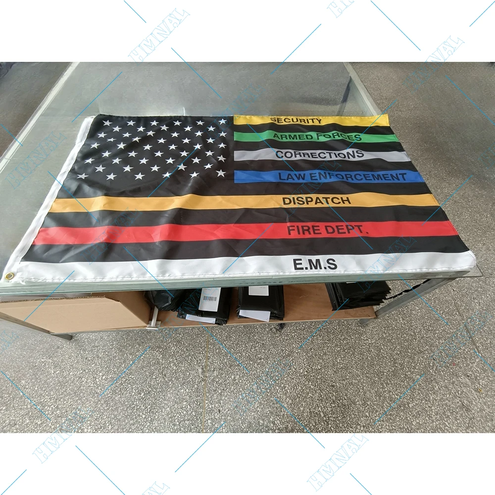 2X3FT علم المستجيب الأول مخصص رقيقة الخط الأزرق راية #1