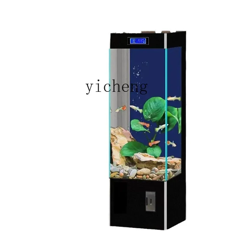 ZC Fish Tank Golden Crystal Super White Glass Fish Tank Living Room Home Lazy Ecological Change Water Aquarium