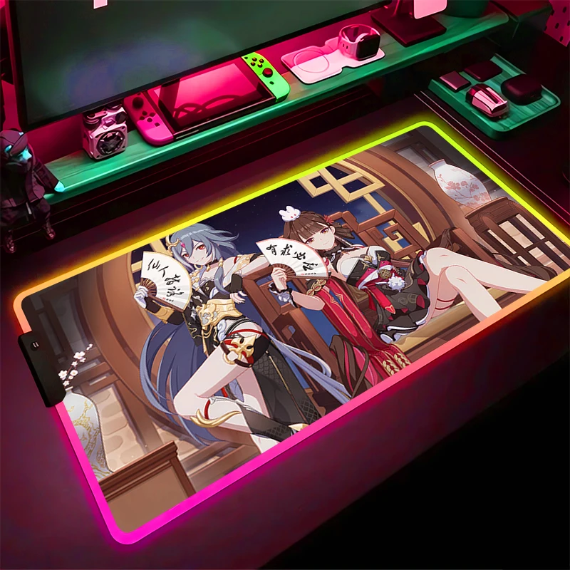 

RGB Mouse Pad LED Light Game accessories Pad table mat computer game Mouse mat Honkai Impact 3 Fu Hua Li Sushang Home Decor