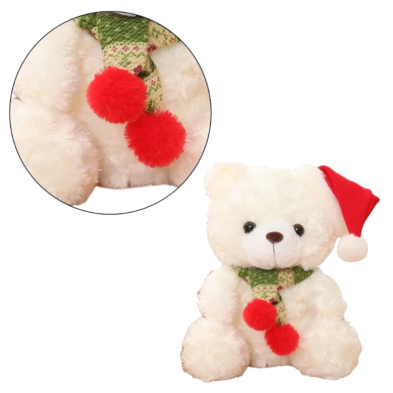 Stuffed Bear Figure Toy Delicate Christmas Gift Hugging Bear for Kids Teens