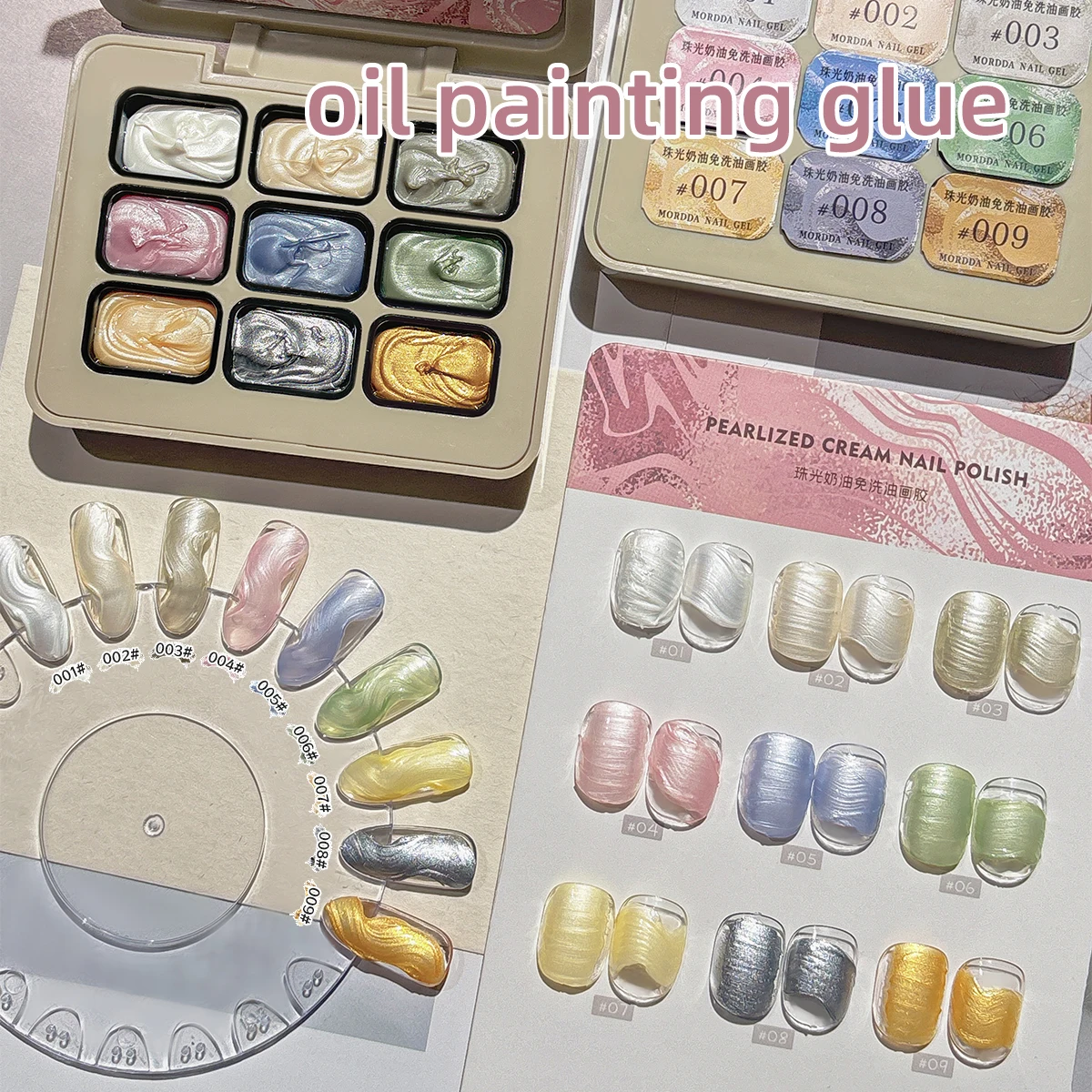Mordda 9 grade creme perolado pintura a óleo gel sólido pigmento da arte do prego-sem limpeza, projetos de pintura a óleo texturizada 3d para manicure