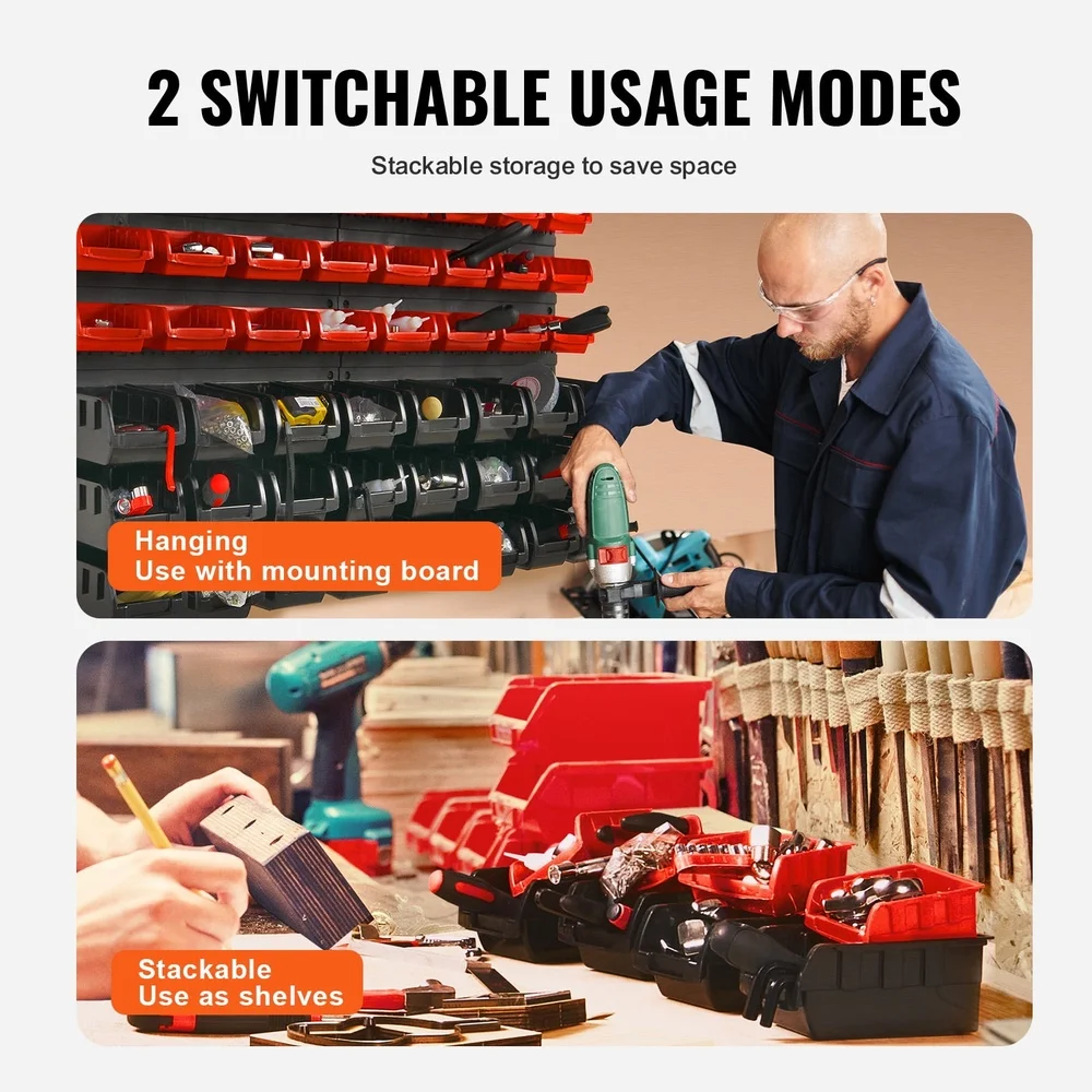 Contenitori portaoggetti a parete Organizzatore a 48 scomparti Strumenti Accessori hardware Soluzione salvaspazio in plastica leggera Garage