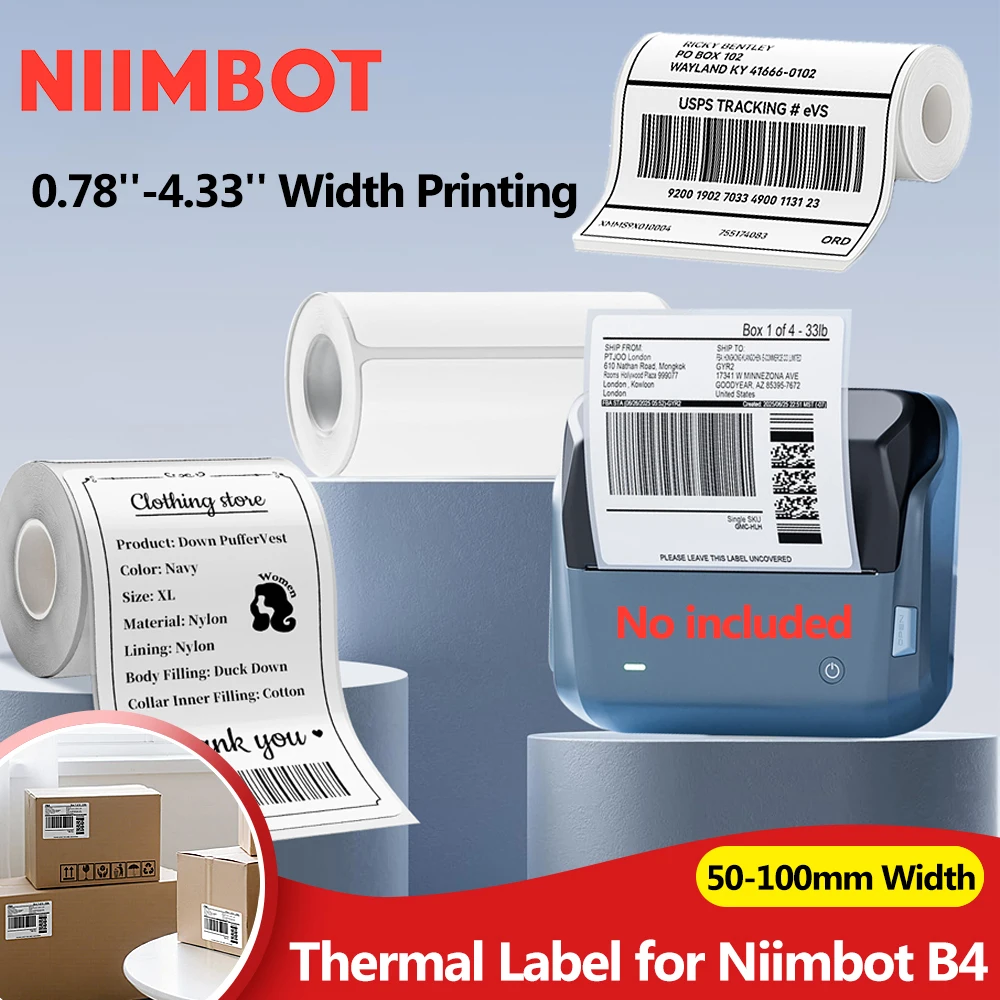

Этикетка большого размера для принтера этикеток Niimbot B4, 4 дюйма/100x150 мм, самоклеящиеся наклейки для доставки этикеток для офиса и бизнеса