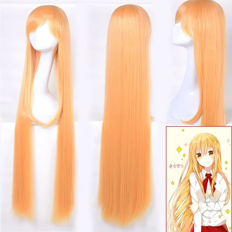 Himuto! Anime Himouto!, 100cm Umaru-Chan peruca para mulheres, fantasia Cosplay, Doma, reto, longo, amarelo, RPG de festa de Halloween