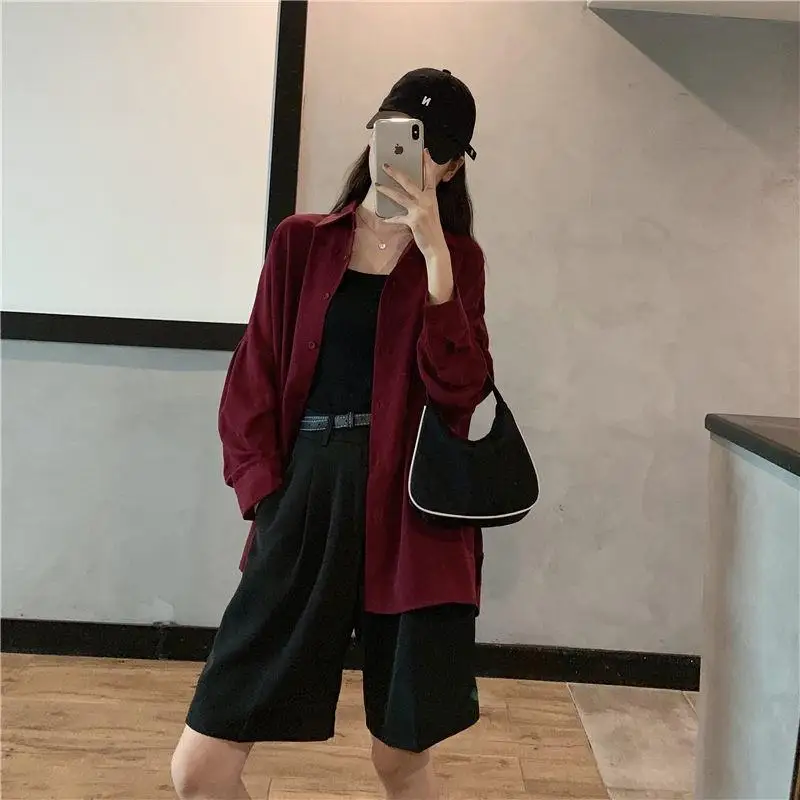 Elegant Lapel Button Loose All-match Long Sleeve Shirt Female Clothing 2023 Autumn New Casual Tops Solid Color Blouse