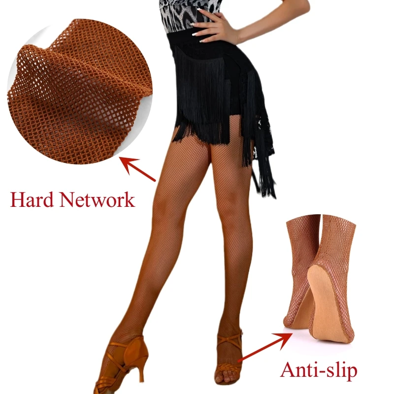 Professional Multi-layer Waving Hard Network Pantyhose For Ballroom & Latin Dance Women Sexy Stockings Plus Size Fishnet Tights
