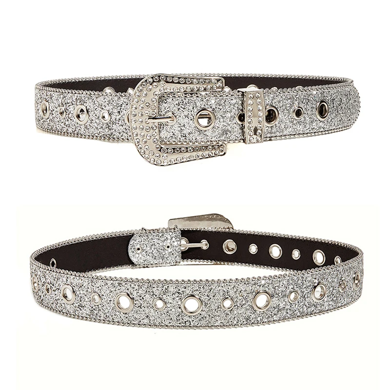 

Shinning for Rhinestone Belts Women PU Leather Strap for rhinestone Belts Western Cowboy Y2K Girls Fashion Belt for Jeans Men