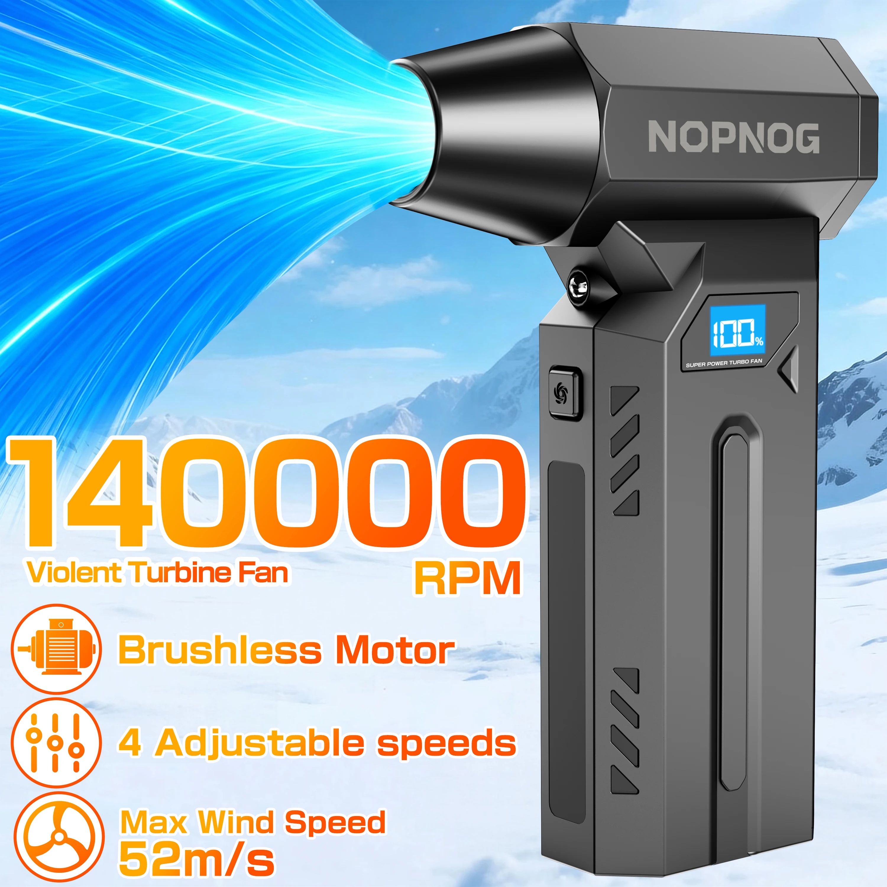 

14000rpm Turbo Blower Fan Cordless Air Compressor Snow Removal Tools Car Jet Fan Portable Air Blower Air Duster Camping Inflator