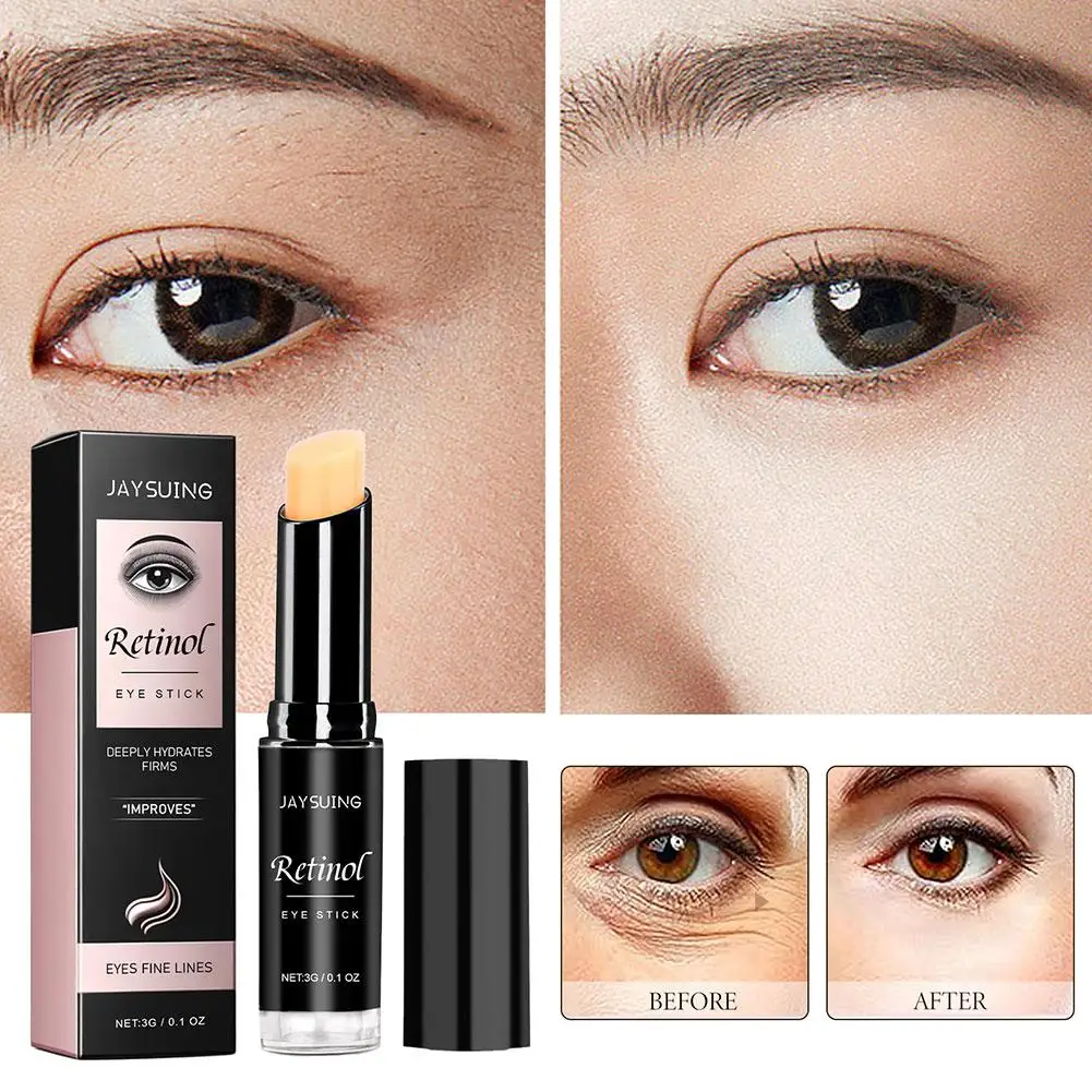 Retinol Eye Cream Stick Anti Puffiness Aging Dark Circles Eye Bags Remover Wrinkles Reduce Fine Lines Lifting Firming Eye Balm