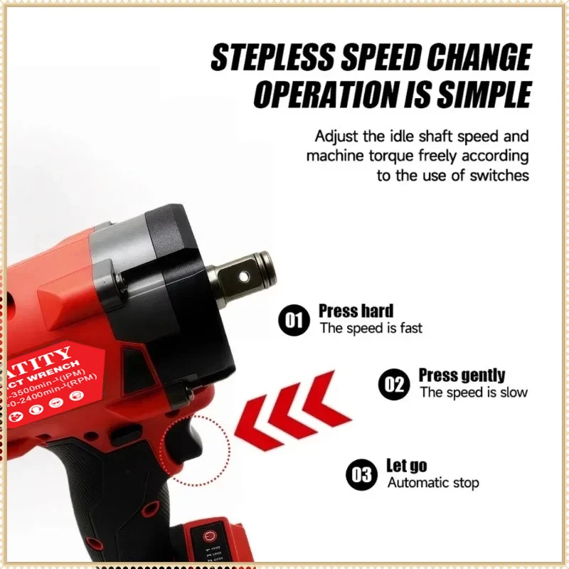 VESMATITY 1/2 Cordless Impact Driver Brushless Impact Drill Car Truck Repair Screwdriver Tools with Battery M18