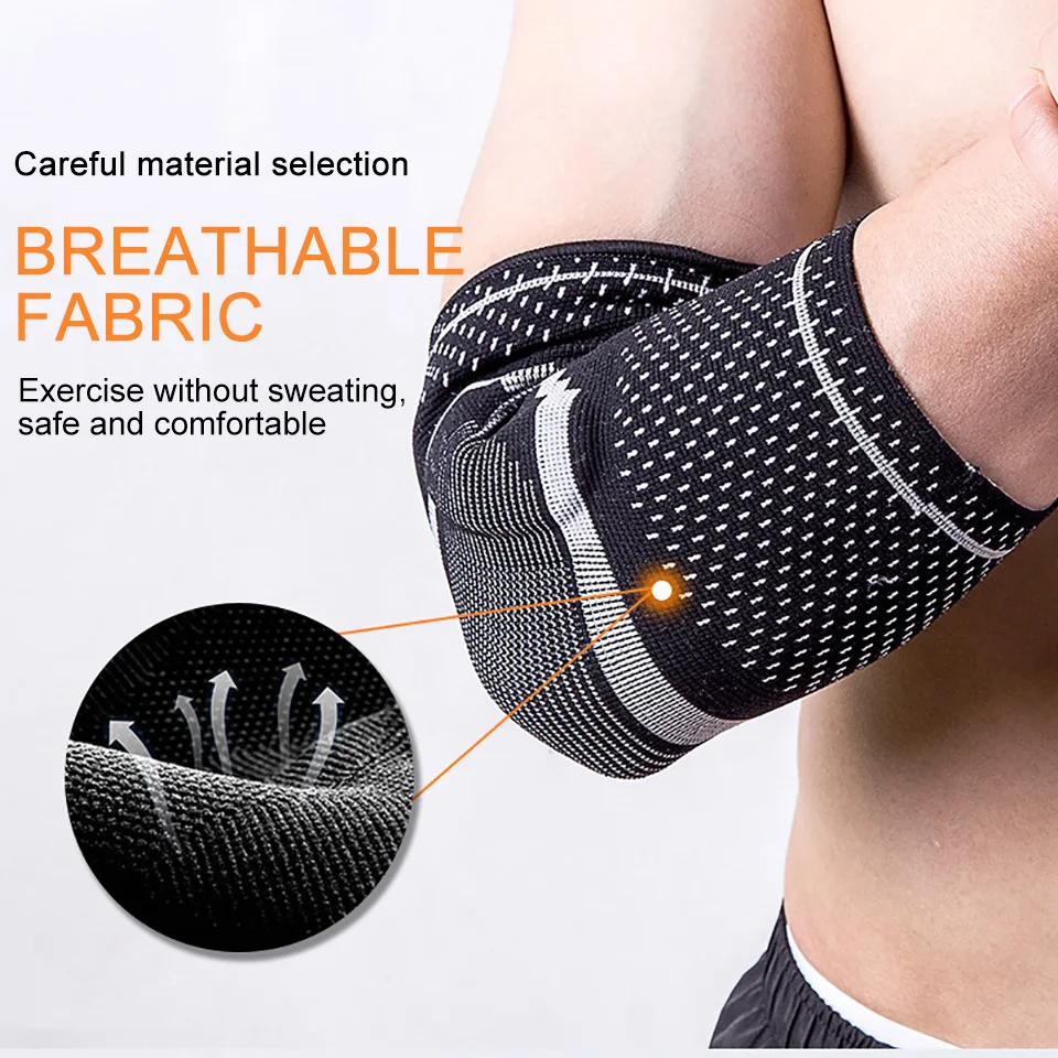 1Pcs Sports Elbow Brace for Weightlifting Compression Support Arm Sleeve Reduce Tennis Elbow and Golfers Elbow Pain Relief