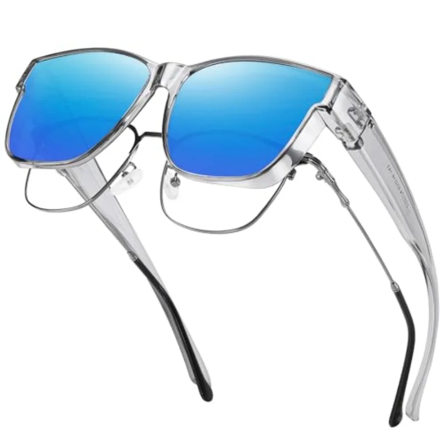 

GEGURI Polarized Sunglasses Fit Over Glasses for Men Women, Overd Square Sun Gasses UV400 Protection Shades