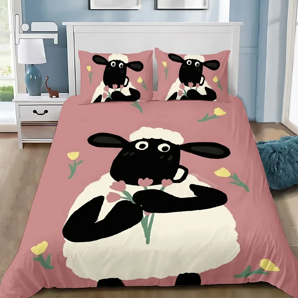 Duvet Cover Pillowcase Sheep S-Shaun Bedding Set Adult Boy Girl Bedroom Decoration Children Single Double Large Size