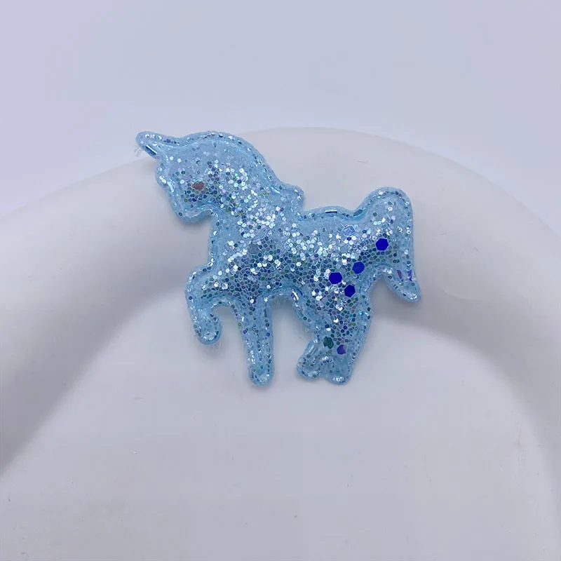 40 Stück 4CM Glitzernde Einhorn-Applikationen zum Aufnähen, DIY Handgemachte Haarspangen & Stoff-Dekorationszubehör – Detail 2