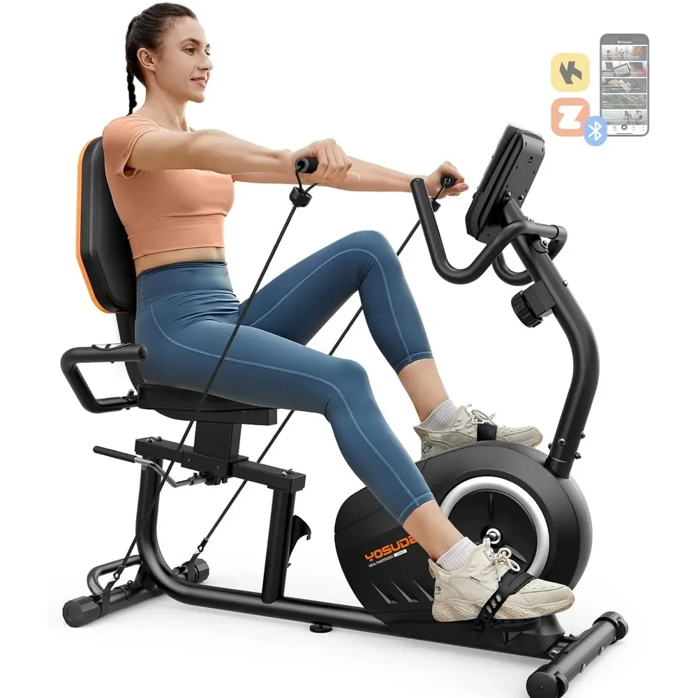 Exercise Bike with Quick Adjust Seat, Dumbbells, 350LB Load Capacity and 16 Levels of Resistance, Exercise Bike