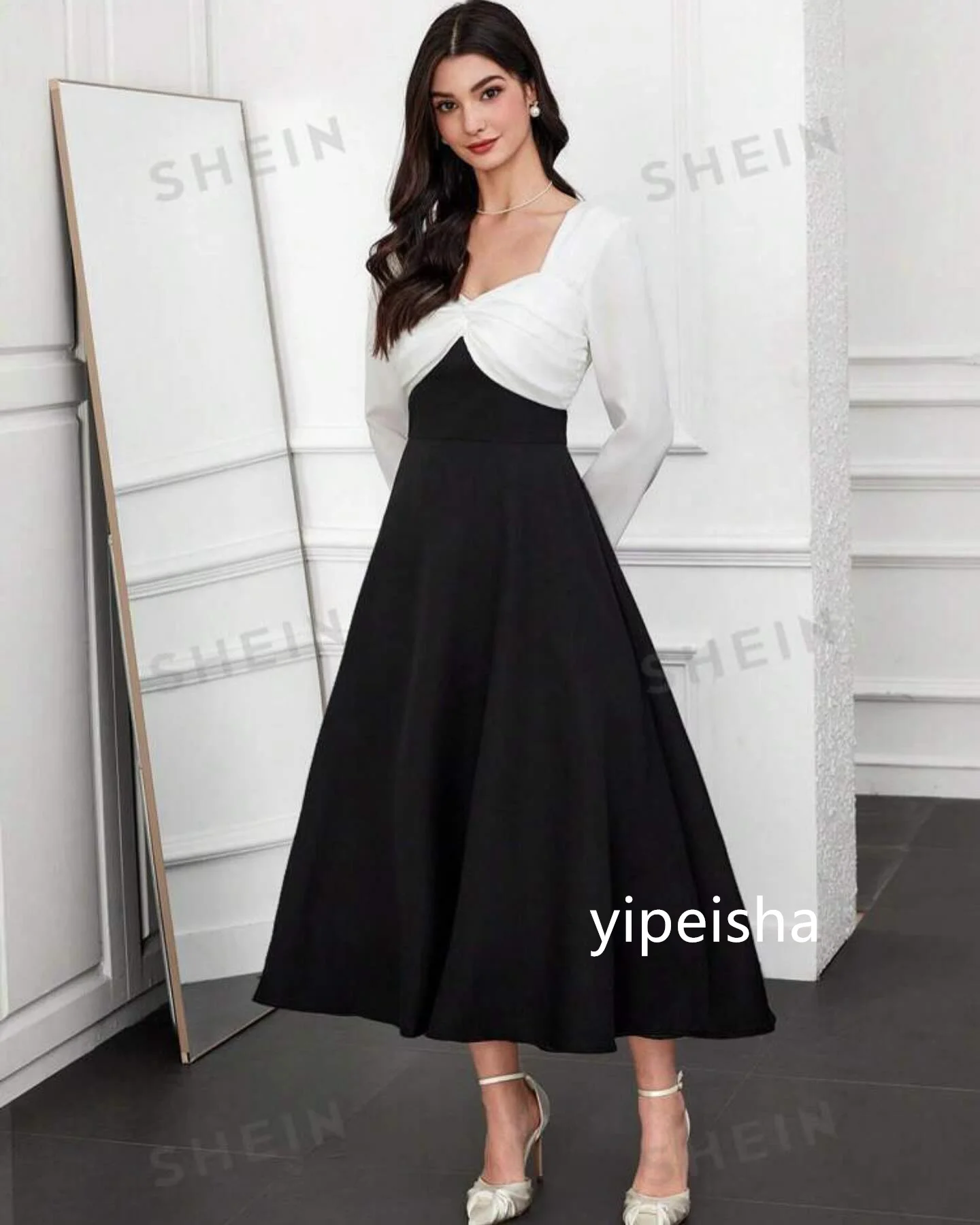 CustomizedSizes Available  Jersey A-line V-neck Midi Dresses Homecoming  Formal Casual Simple Retro Fashion Elegant Classic