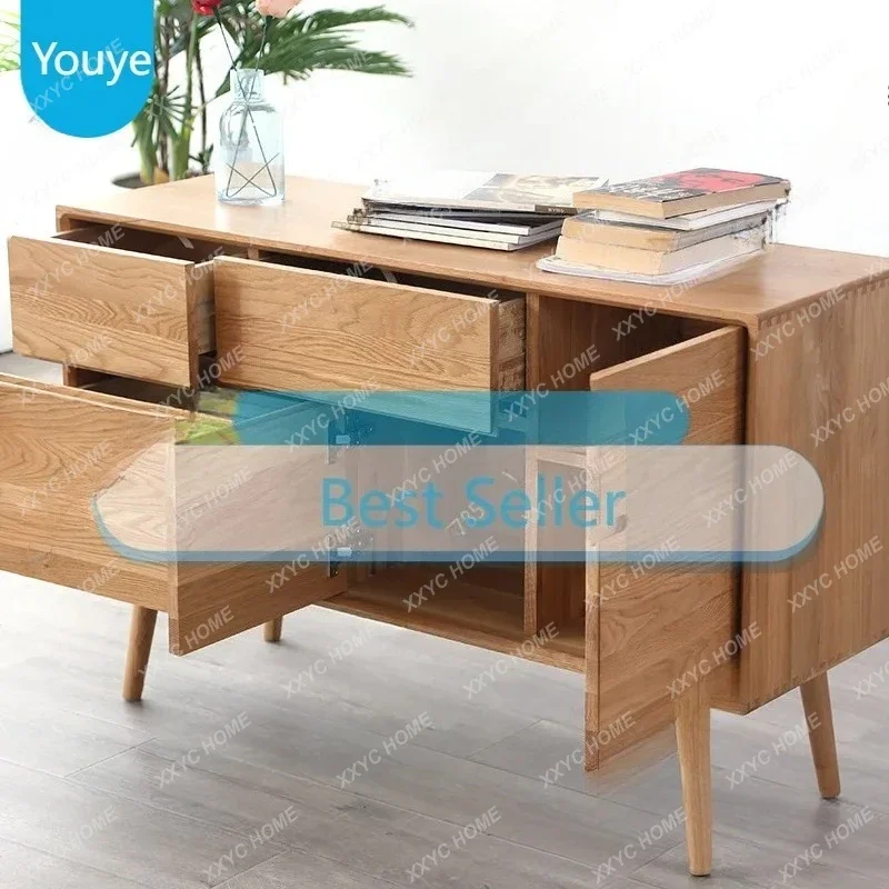 L Oak Restaurant Side Cabinet Modern Simple Partition Cabinet Solid Wood Porch Chest Cabinet