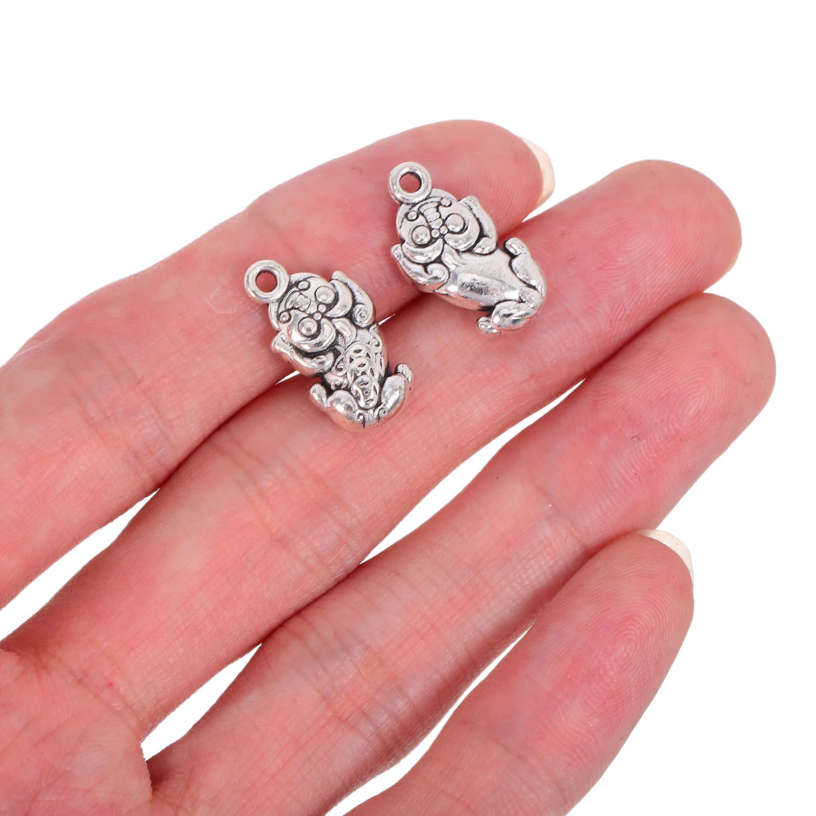 

50Pcs Feng Shui Alloy Pi Yao Pendant Charms Double-Sided Wealth Symbol Pendants for Necklaces DIY Jewelry Accessories