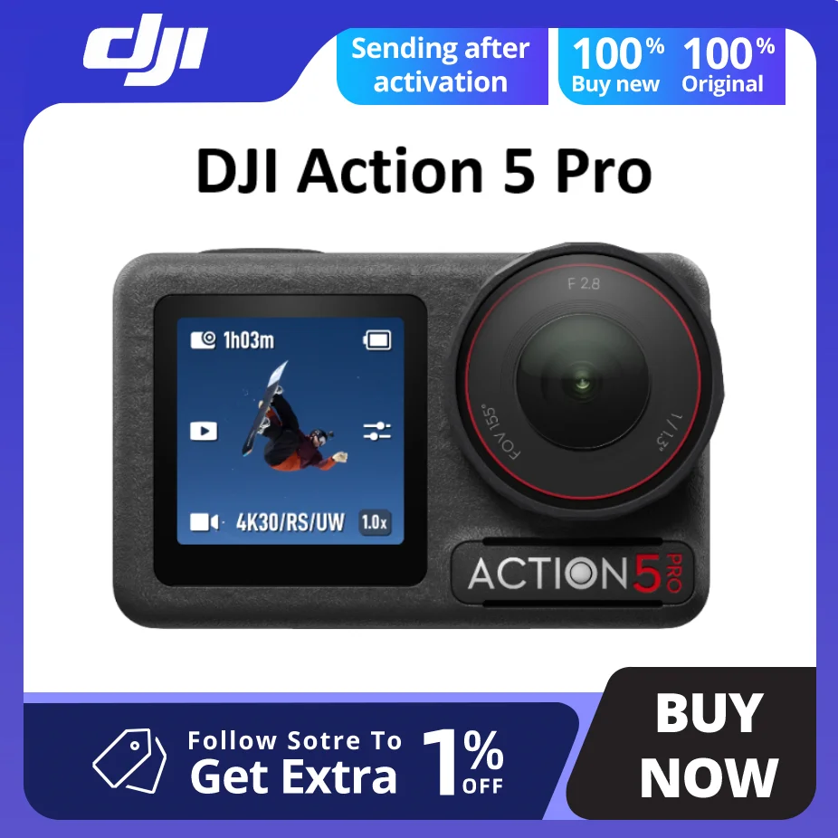 DJI Osmo Action 5 pro camera 1/1.3″ Sensor 4hrs Extended Battery Life original brand new in stock