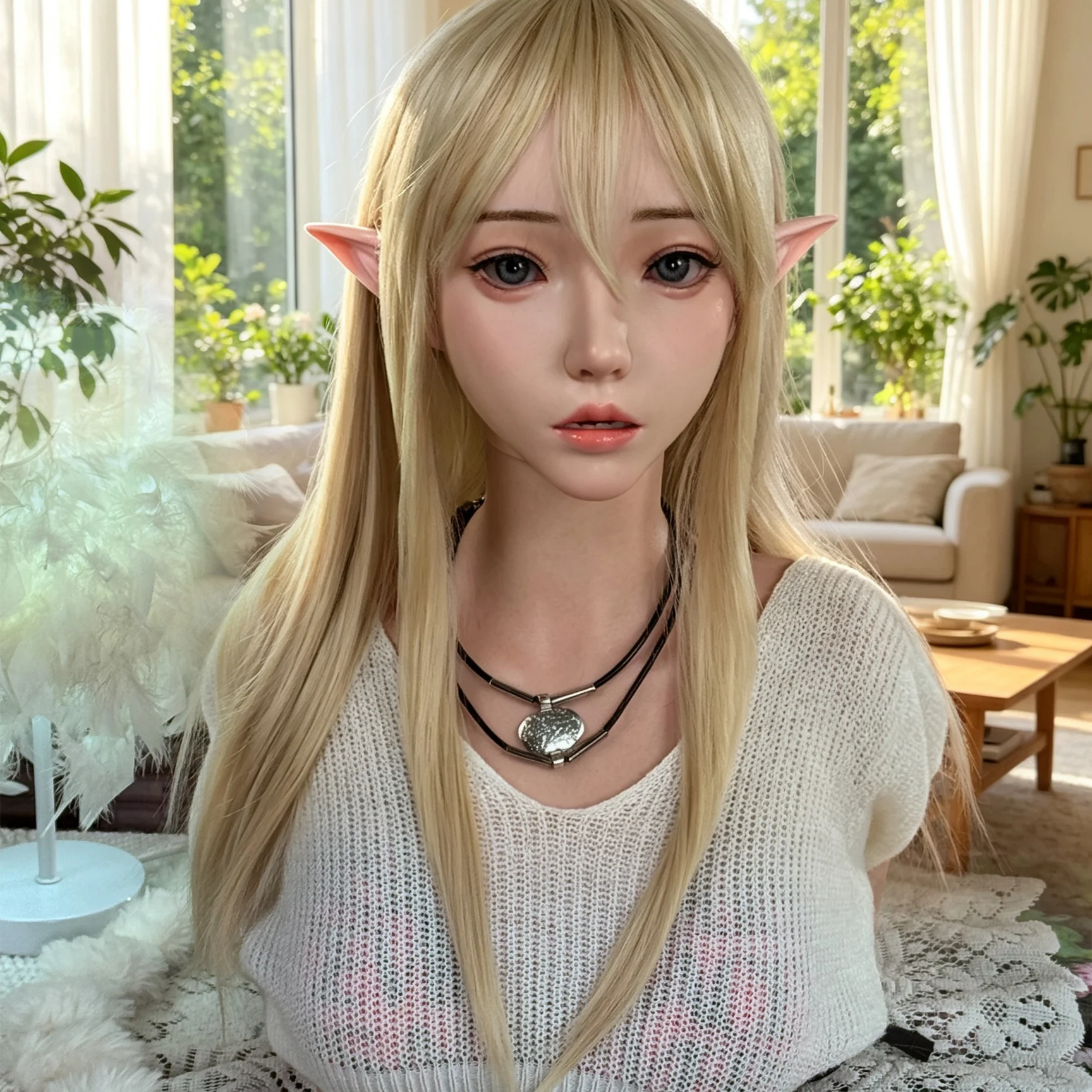 Silicone fairy head, cute and lively, for makeup, beauty, and hair practice, does not include a mannequin stand