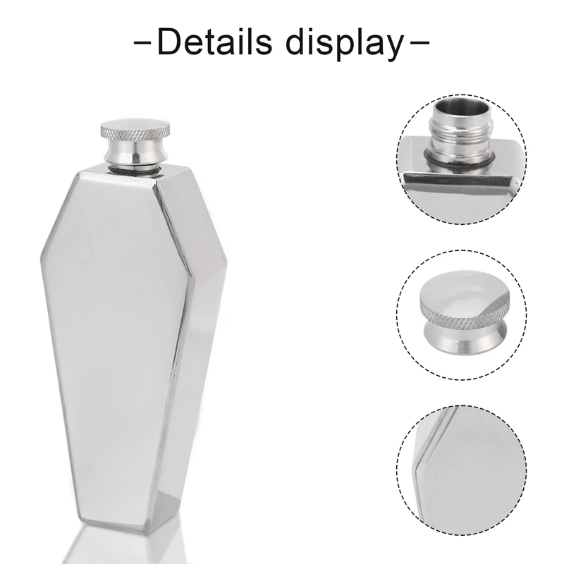 Mini petaca de acero inoxidable con forma de ataúd personalizada, portátil, de viaje, para vino, suministros de Bar, regalo para hombres, 100ML