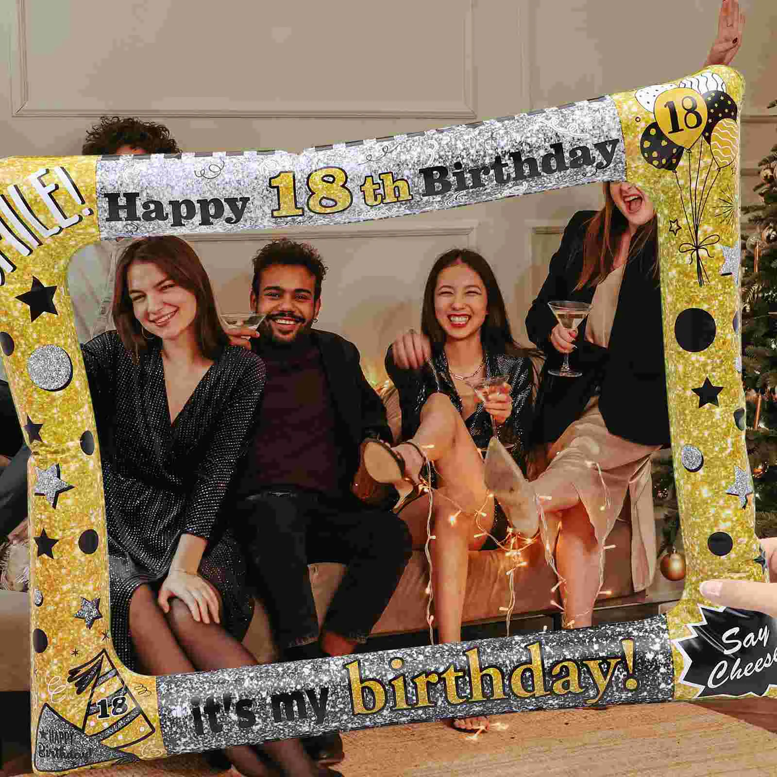 1pc Pvc Inflatable Inflatable Party Frame Birthday Selfie Frame Inflatable Inflatable Party Frame Party Photo Prop