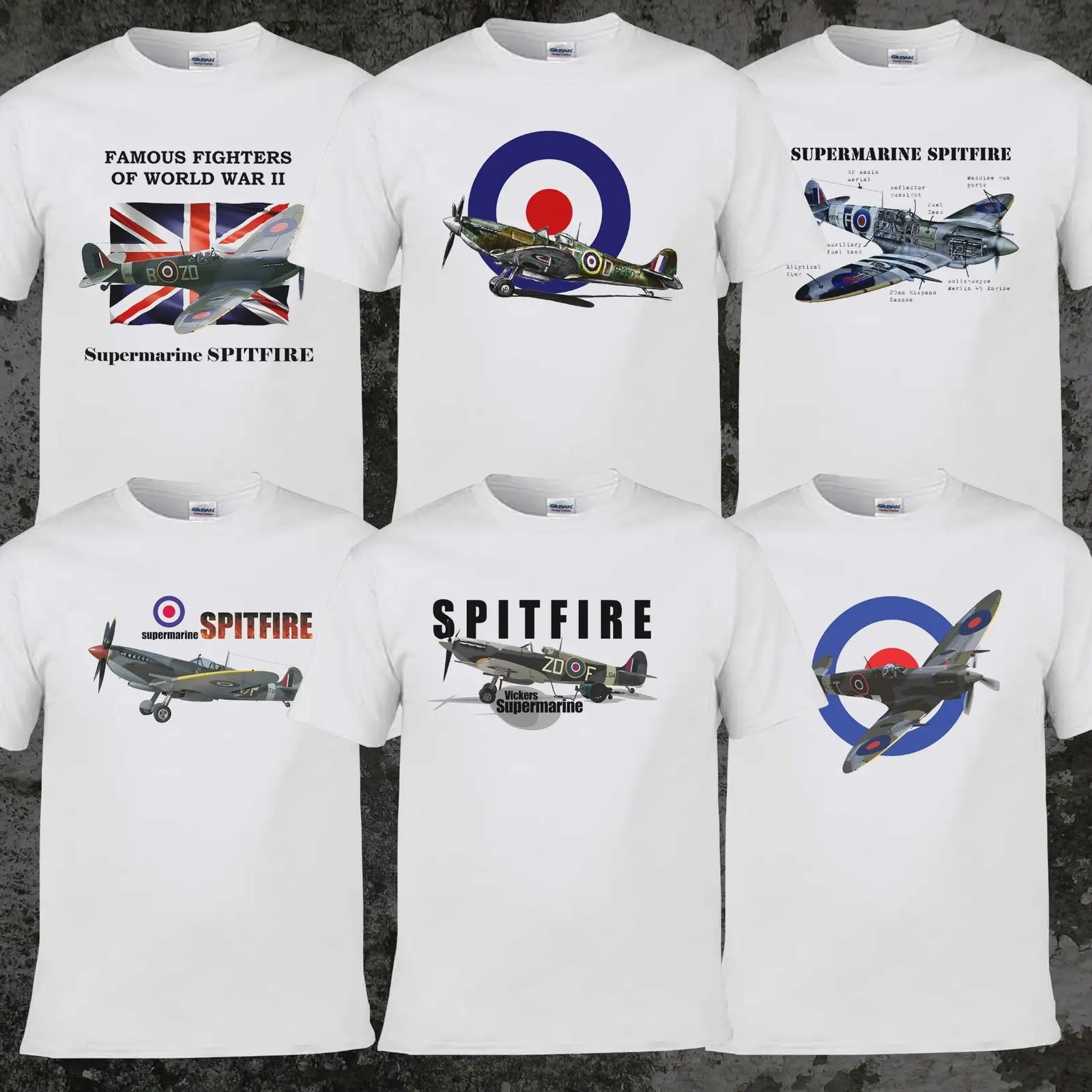 Hot Sale Men Cotton T-shirt Fashion Famous Fighters Supermarine Spitfire Simple Casual Style Spitfire T Shirt Tee Shirt Harajuku